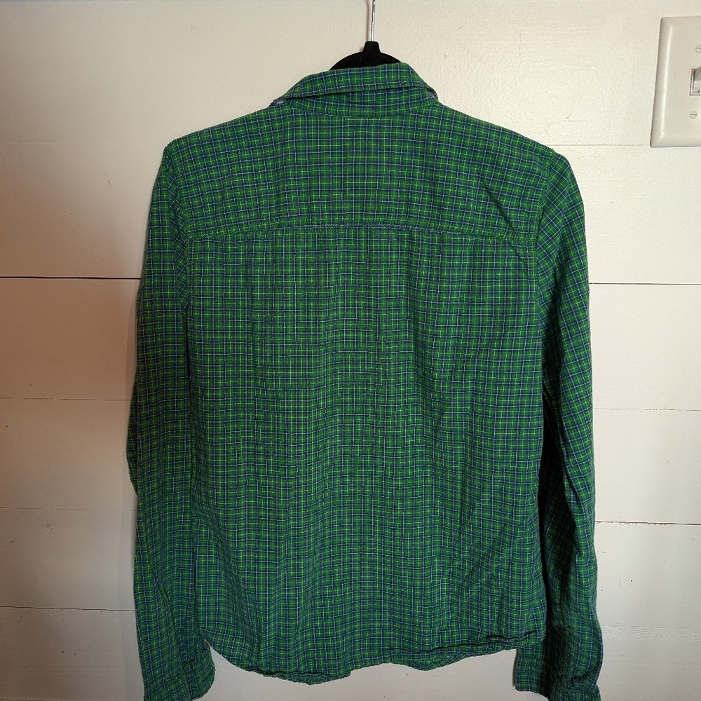 Abercrombie & Fitch Green Plaid Women's Shirt Button Down Long Sleeve Size Large - Picture 2 of 4